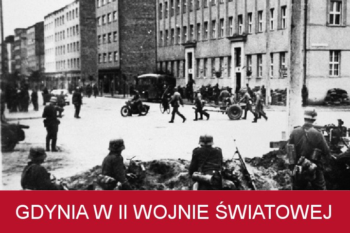Skrzyżowanie ulicy Świętojańskiej i Al. Marszałka Piłsudskiego w czasie II wojny światowej. Na pierwszym palnie żołnierze niemieccy na barykadzie.