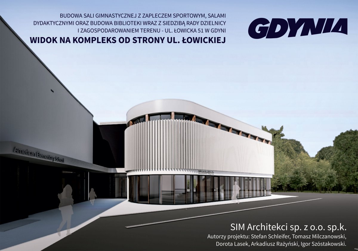 Wizualizacja budynku biblioteki wraz z siedzibą Rady Dzielnicy i Przystanią Sąsiedzką na Małym Kacku // źródło: SIM Architekci
