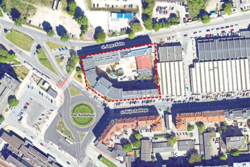 Obszar objęty planem (ortofotomapa, mat. Biura Planowania Przestrzennego Miasta Gdyni)