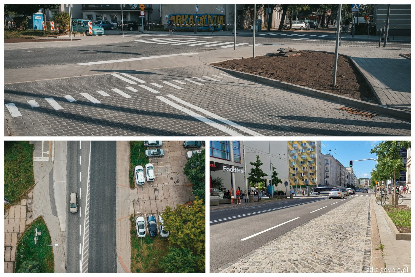 Zrealizowane prace na skrzyżowaniu ulic: Komandorskiej, Mireckiego i Wąsowicza, na ul. Hutniczej i ul. 10 Lutego