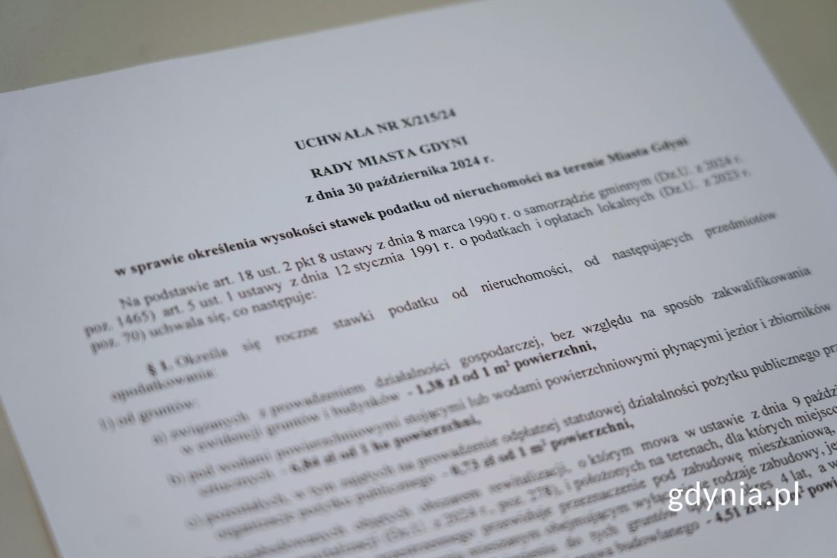 Stawki podatku od nieruchomości określa uchwała Rady Miasta Gdyni z 30 października 2024 r. (fot. Jakub Winiewski, archiwum)