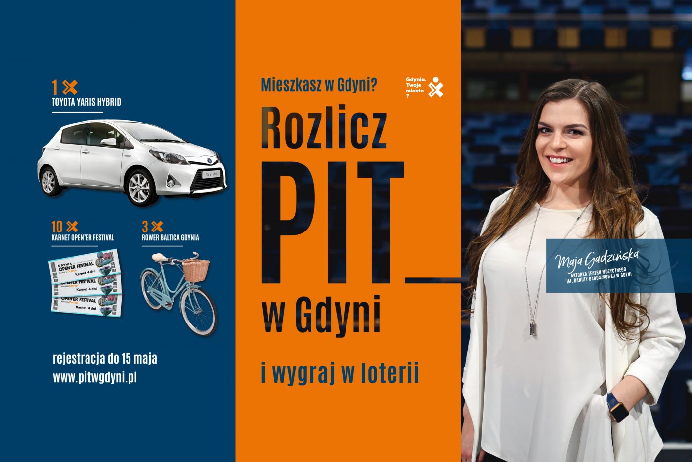 Grafika promująca  loterię „Rozlicz PIT w Gdyni”, która startuje już 1 marca
