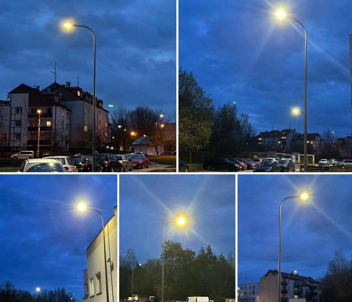 Budowa oświetlenia ulic w dzielnicy Dąbrowa w Gdyni, na zdjęciu nowe oświetlenie na ul. Sojowej na Dąbrowie, fot. B.Grube