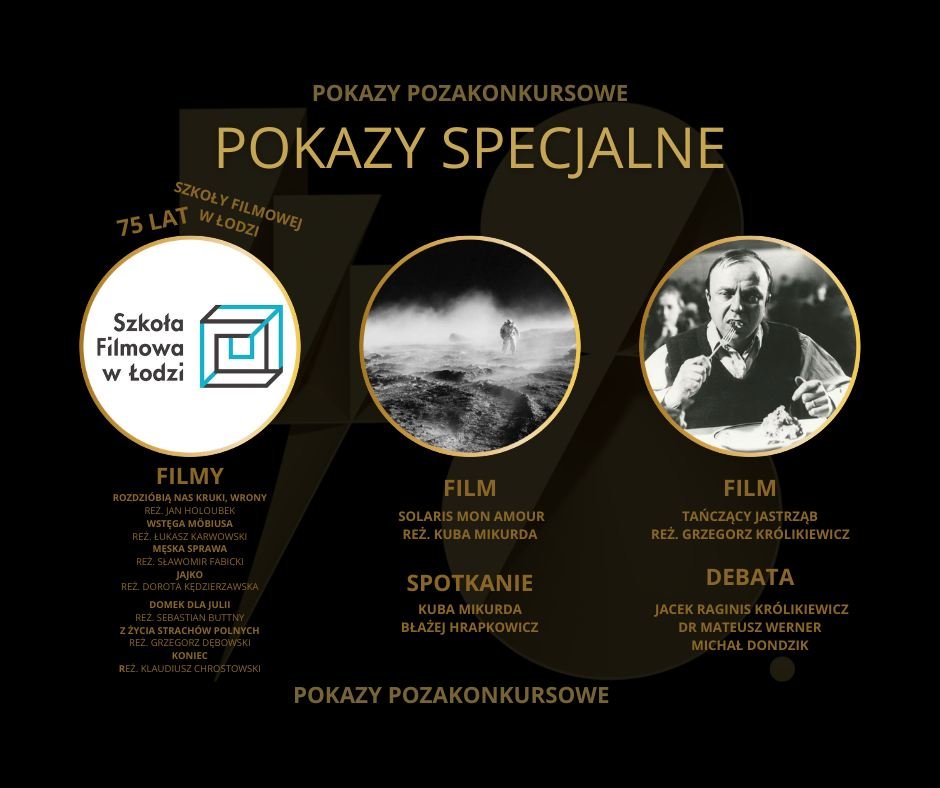 Pokazy pozakonkursowe: 75-lecie Szkoły Filmowej w Łodzi oraz filmy „Solaris mon amour” i „Tańczący jastrząb”, mat. prasowe FPFF