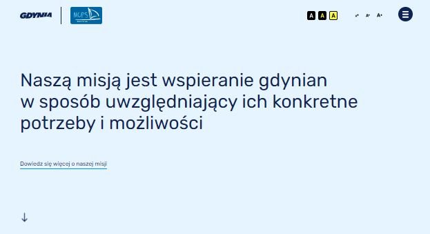 Grafika prezentująca górną część strony głównej mopsgdynia.pl //źródło: mopsgdynia.pl