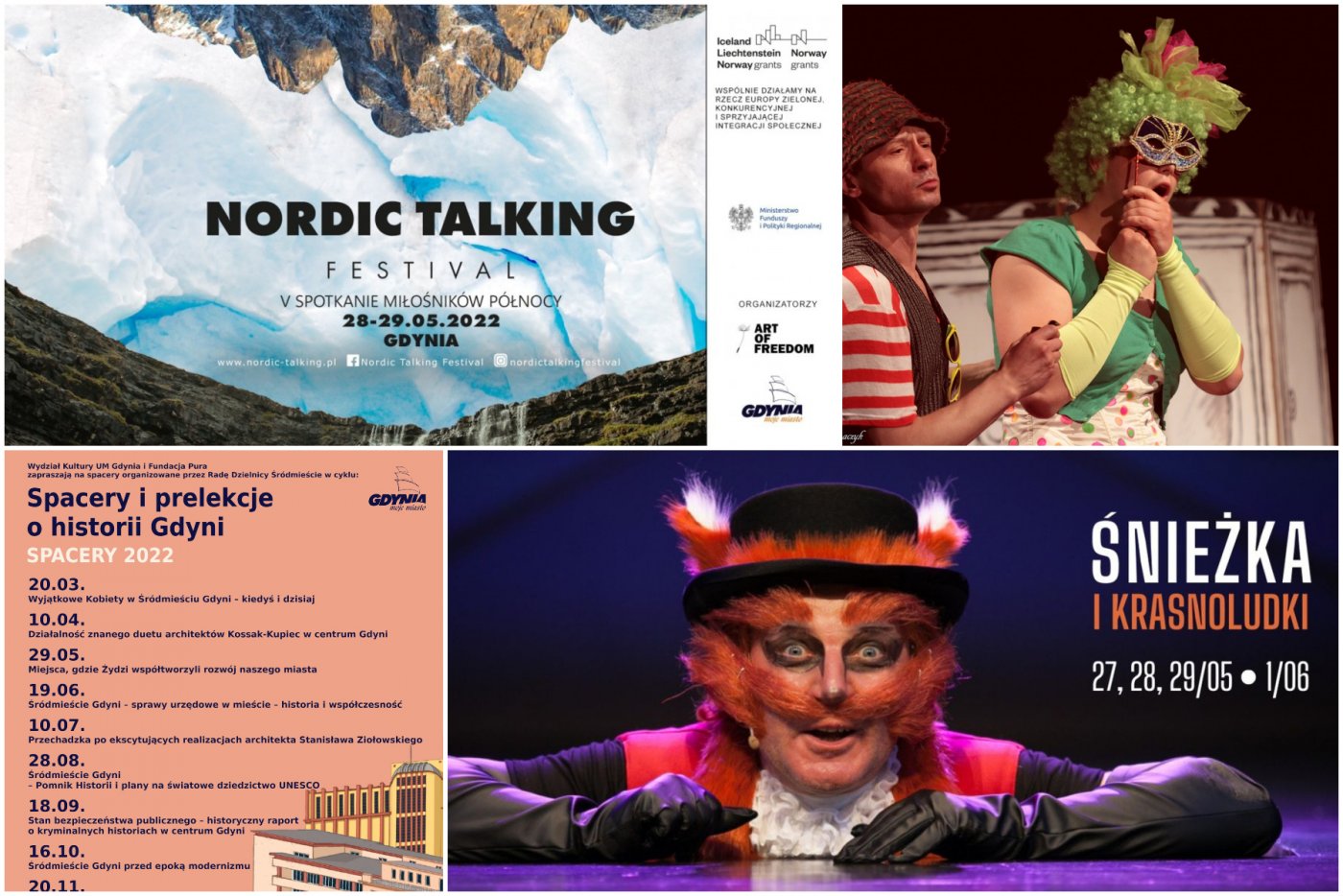 Co jeszcze czeka Was w ten weekend w Gdyni?//collage z materiałów prasowych i zdjęć Teatru Miejskiego i Teatru Czwarte Miasto