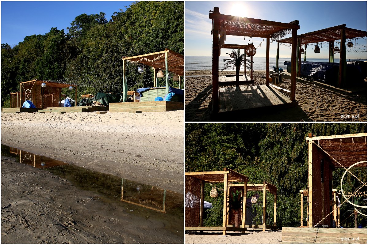 Plażowy bar na plaży Kolibki to tylko sceneria filmowa. Fot. Przemysław Kozłowski