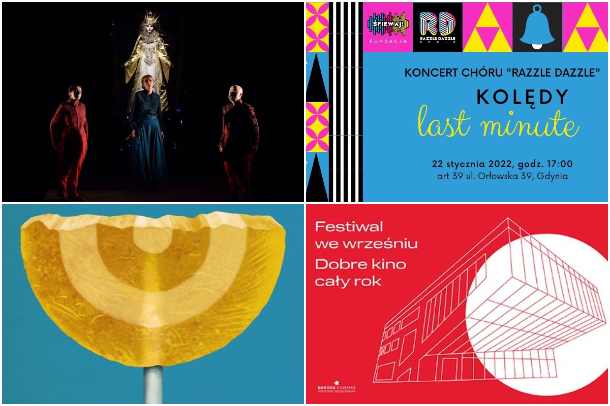 Weekend #wGdyni// collage z fot. Romana Jochera, mat. pras. chóru Razzle Dazzle, Gdyńskiego Centrum Kultury, Gdyńskiego Centrum Filmowego