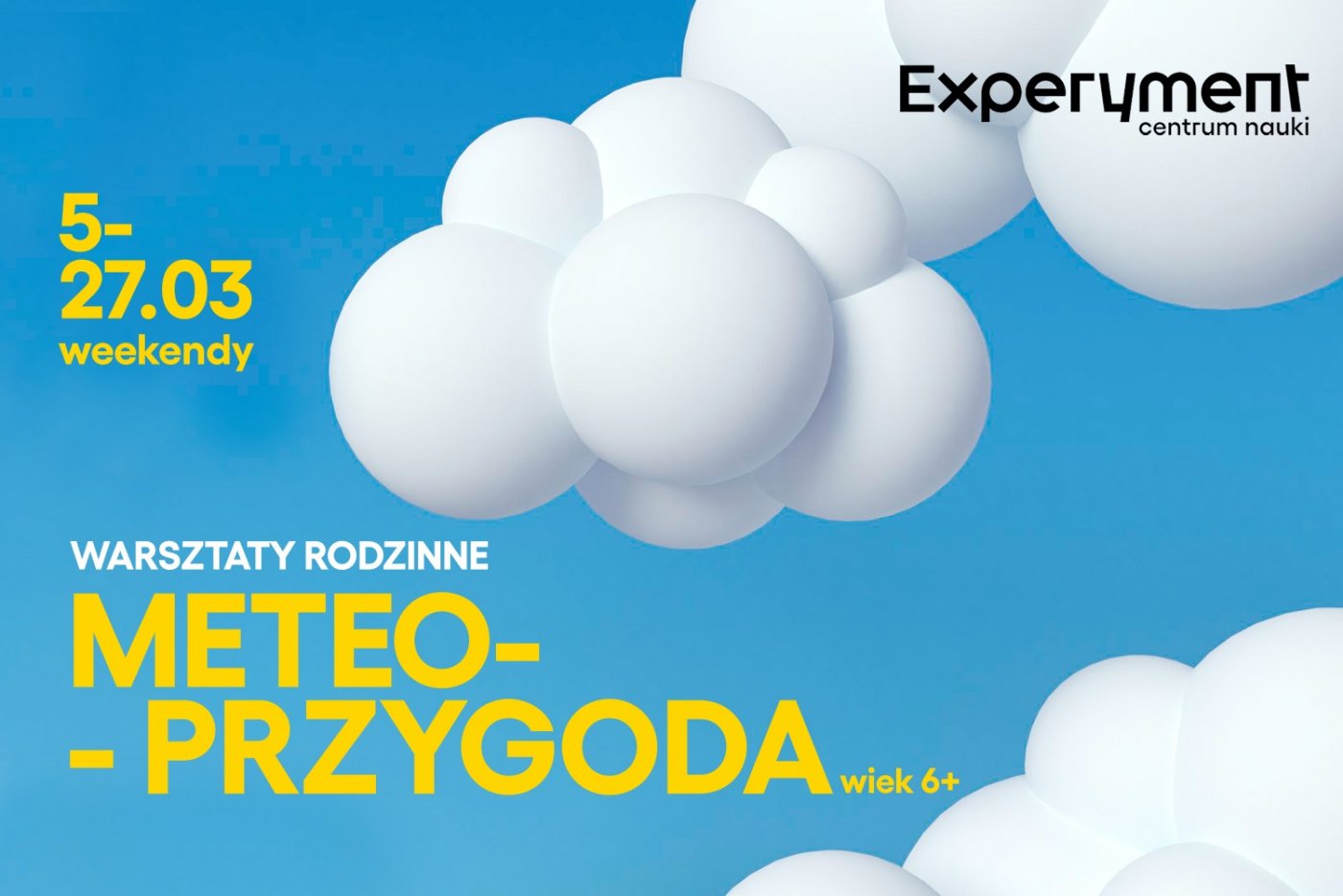 Grafika przedstawia błękitne niebo i duże, białe 