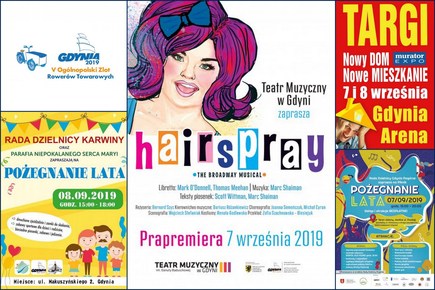 Jak spędzić weekend #wGdyni? - kolaż z plakatów weekendowych wydarzeń