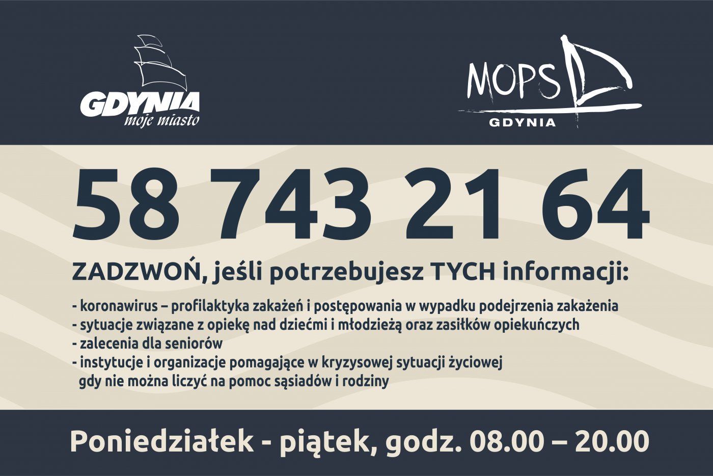 Pod specjalnym numerem telefonu dyżurują specjaliści odpowiadający pytania dotyczące np. dodatkowych zasiłków czy pomocy dla seniorów // mat. UM Gdynia