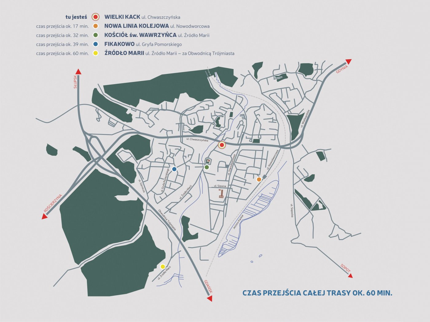 Trasa historyczna Wielki Kack - mapa trasy