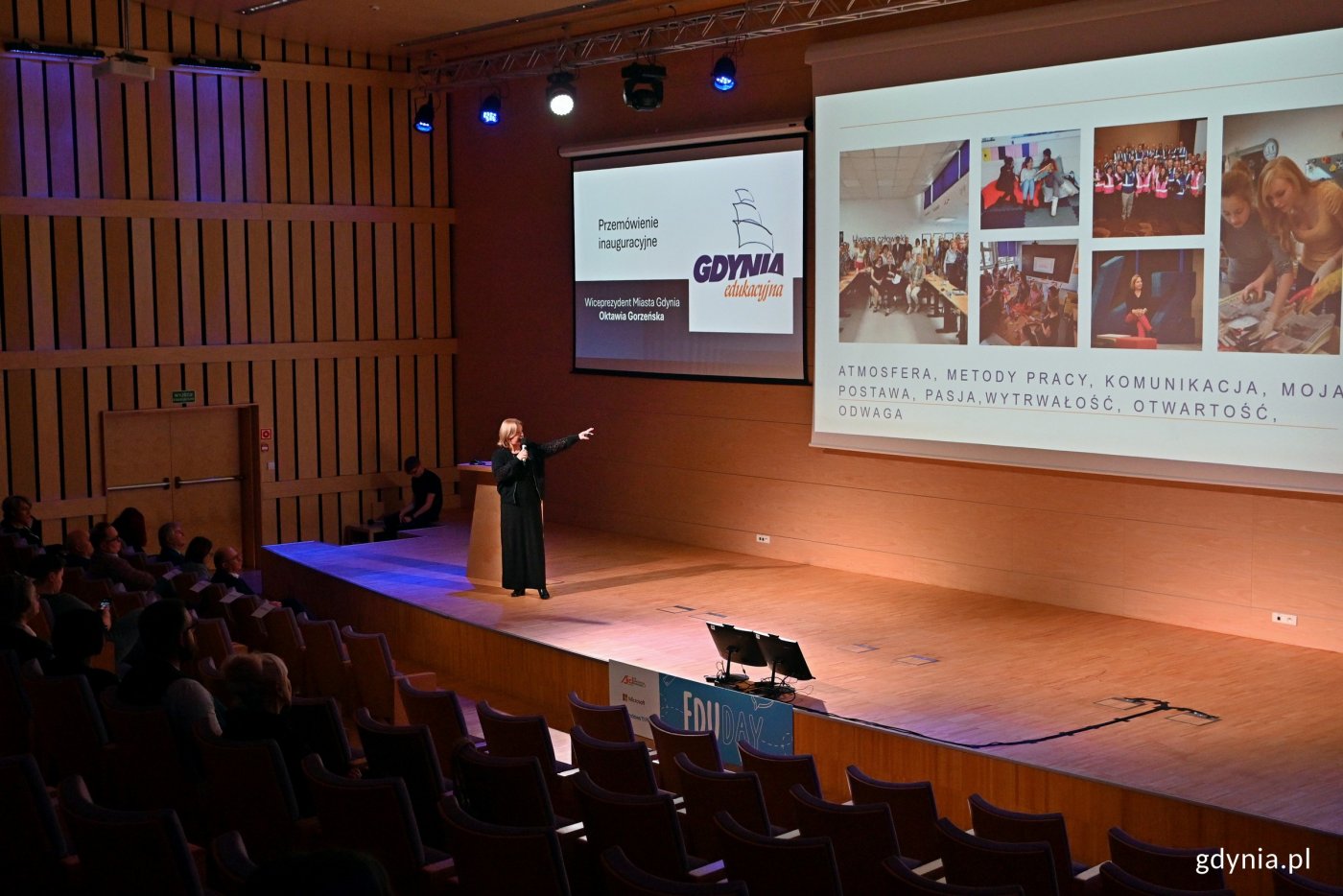 Wiceprezydentka Gdyni Oktawia Gorzeńska wygłaszająca wykład inauguracyjny podczas Edu Day Gdynia 2024 (fot. Magdalena Czernek)