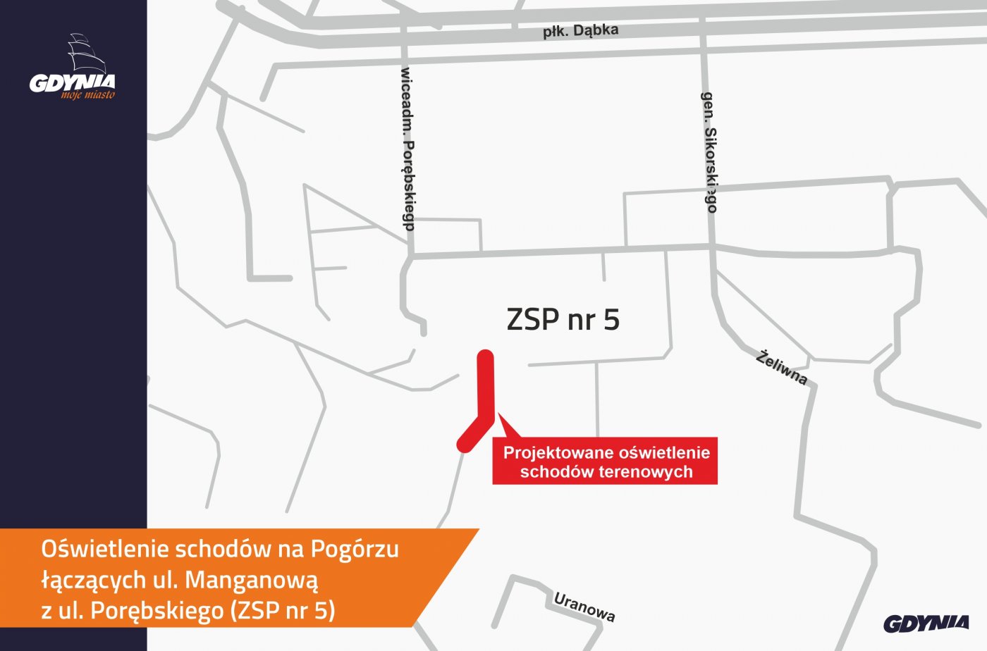 Mapa zakresu inwestycji    (mat. prasowe UM Gdyni)