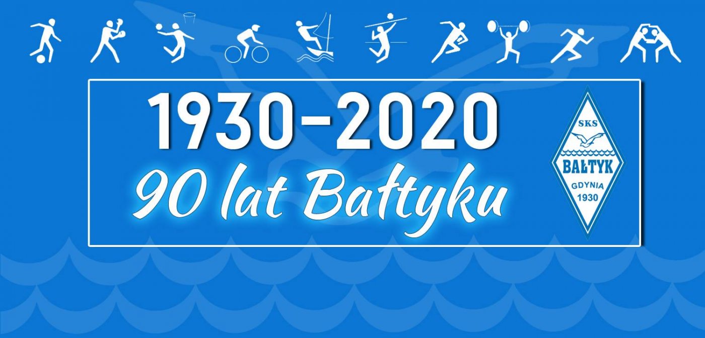 Biało-niebieska grafika na 90-lecie Bałtyku Gdynia z logiem klubu / fot.baltykgdynia.pl