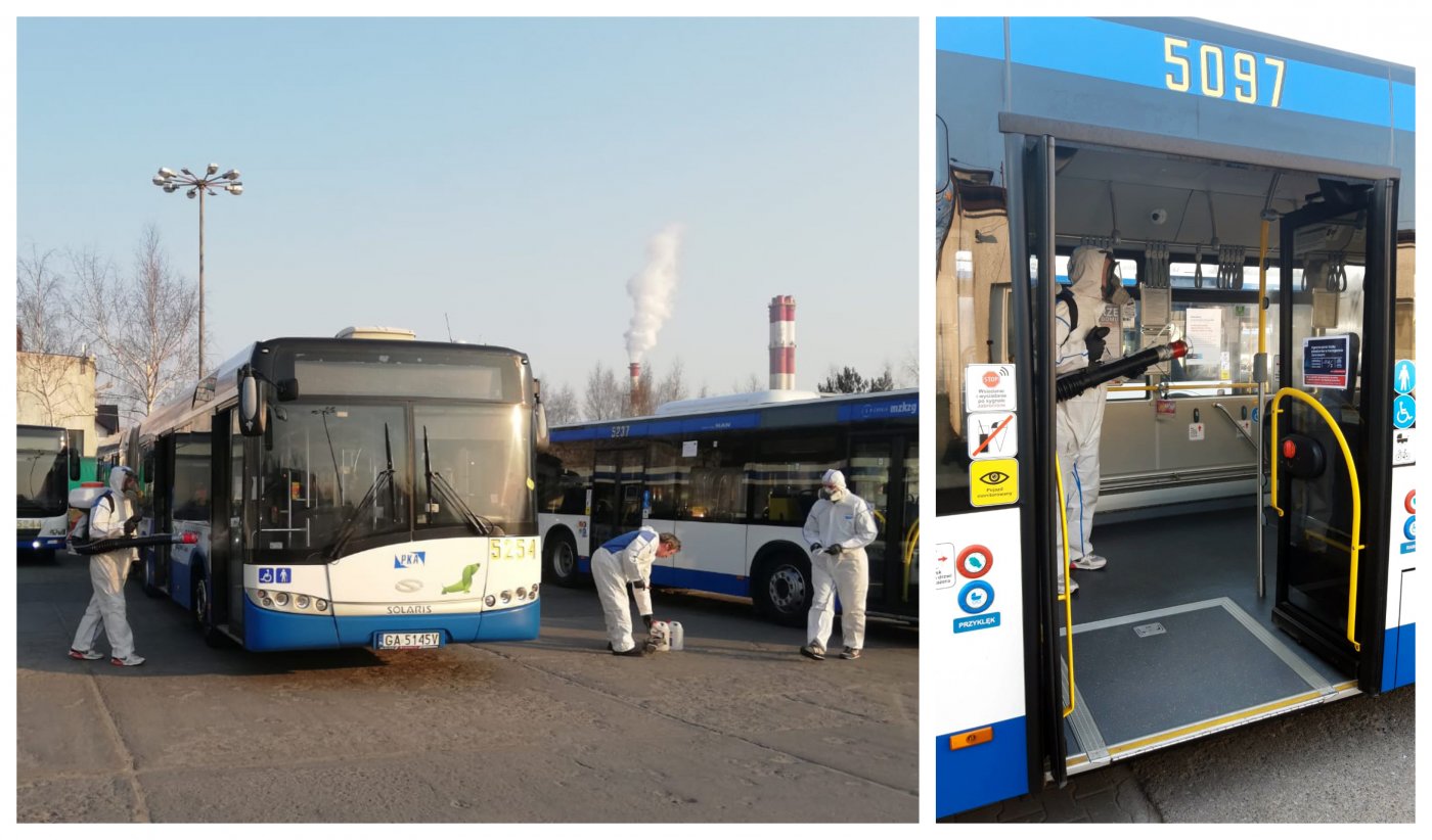 Dezynfekcja autobusów w Gdyni. Fot. Przedsiębiorstwo Komunikacji Autobusowej Sp. z o.o w Gdyni