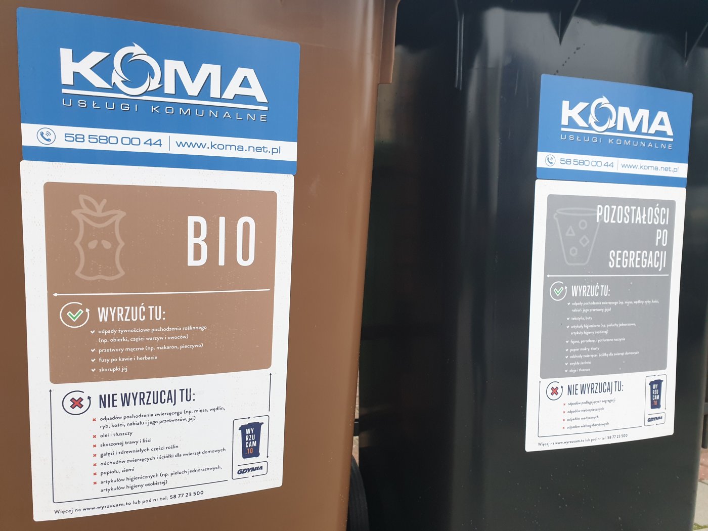 Firmy już podstawiają nowe pojemniki na odpady komunalne, w tym nowe, brązowe na bioodpady, fot. KOMA