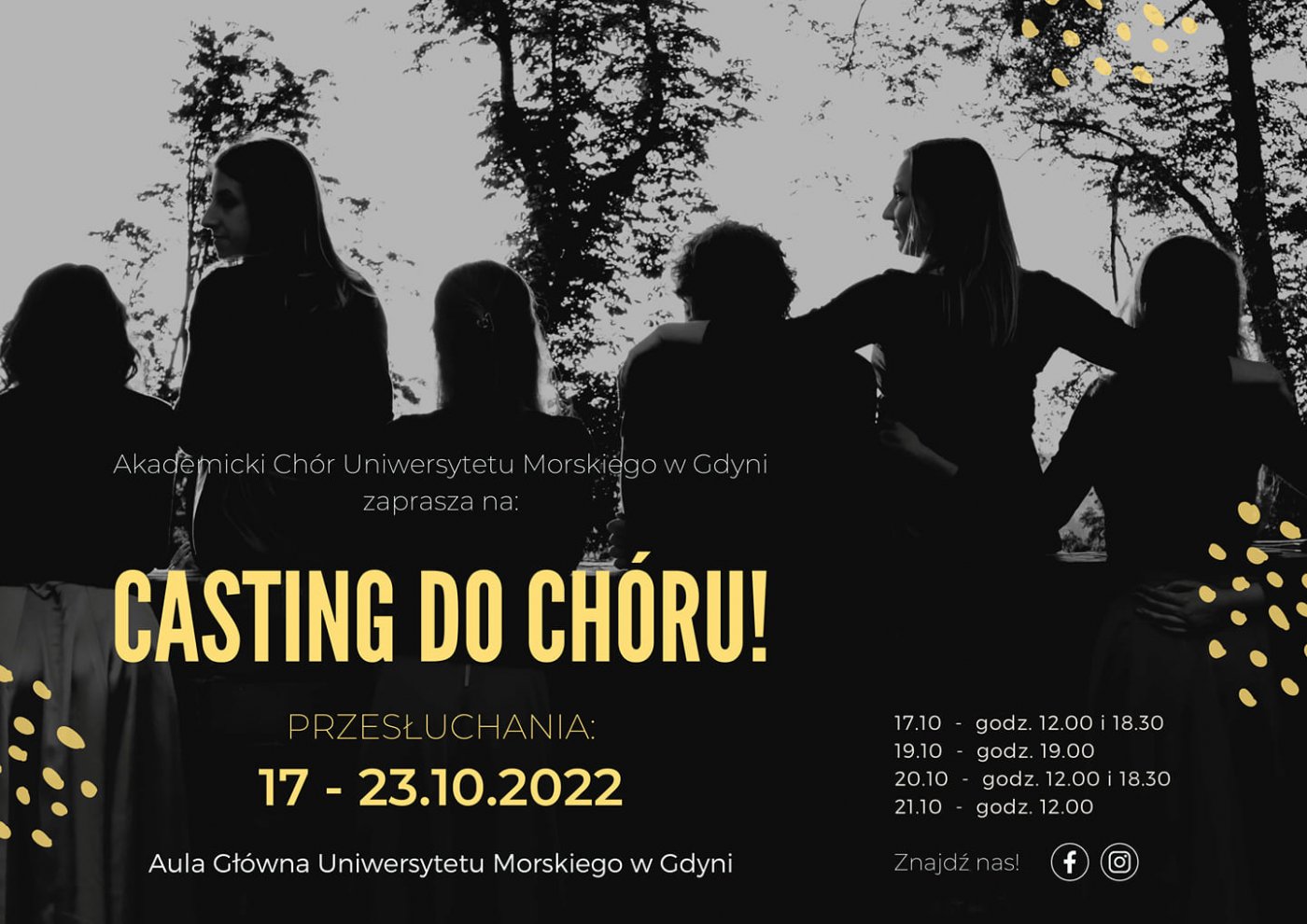 Grafika promująca casting do Akademickiego Chóru Uniwersytetu Morskiego // materiały prasowe 