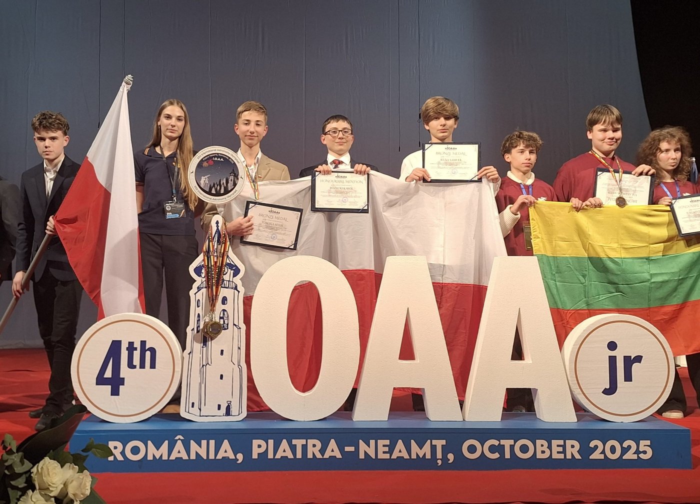 Reprezentacja Polski na IOAA. Od lewej: Wiktor Gatner, Adam Tomaka, Karol Różycki i Samuel Kuna (fot. astronet.pl)