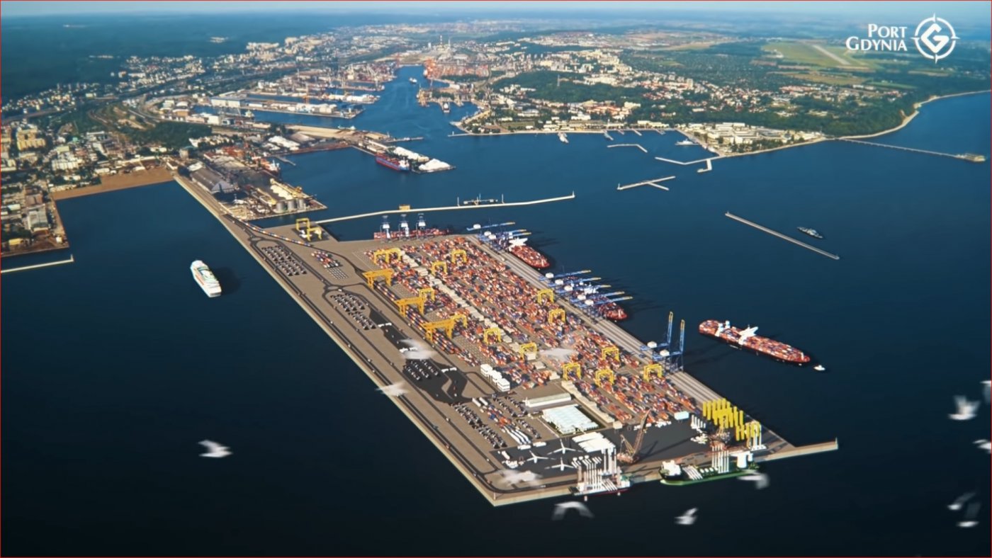 Port Zewnętrzny to planowane przedłużenie molo Węglowego w formie sztucznego pirsu. Decyzja środowiskowa oznacza zielone światło dla inwestycji, fot. Port Gdynia / YouTube