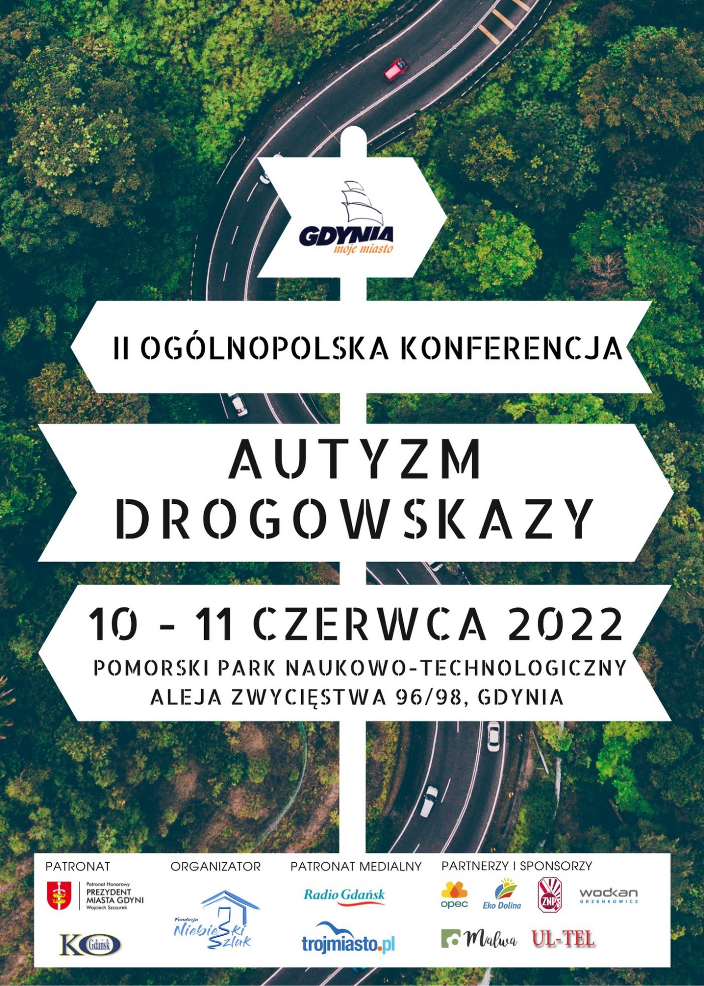 Plakat promujący wydarzenie AUTYZM DROGOWSKAZY 10-11 CZERWCA 2022 ROKU