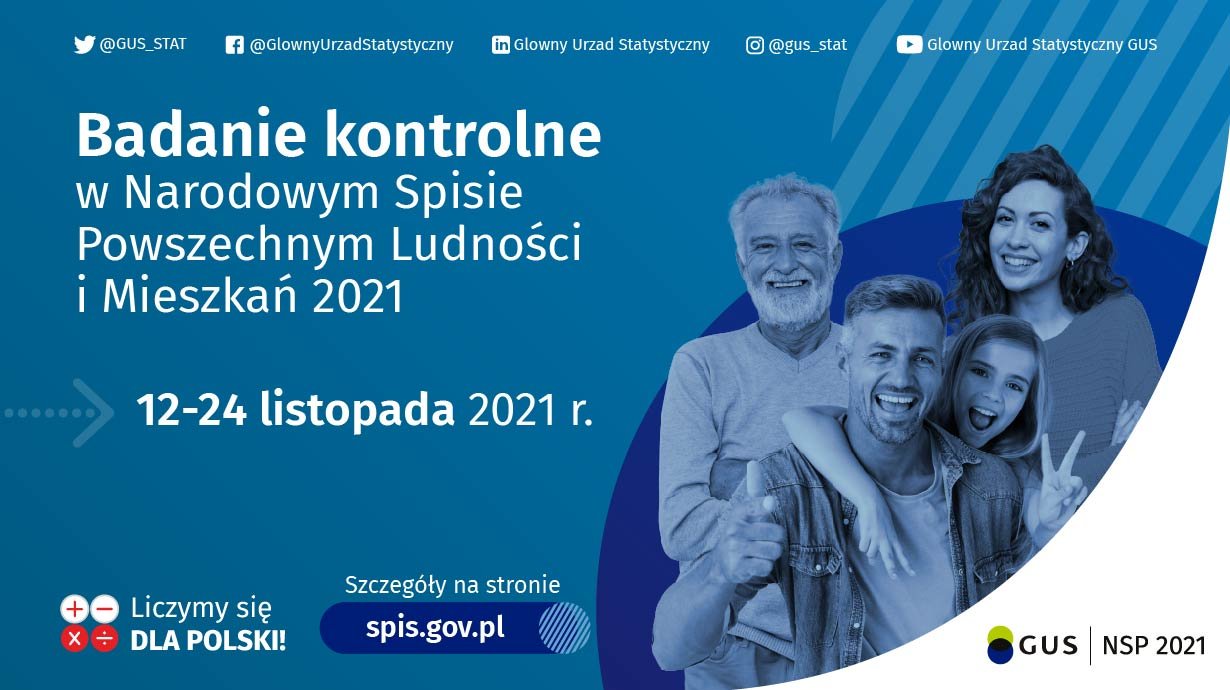 Celem badania kontrolnego jest ocena jakości danych pozyskanych w Narodowym Spisie Powszechnym Ludności i Mieszkań 2021. // mat. prasowe