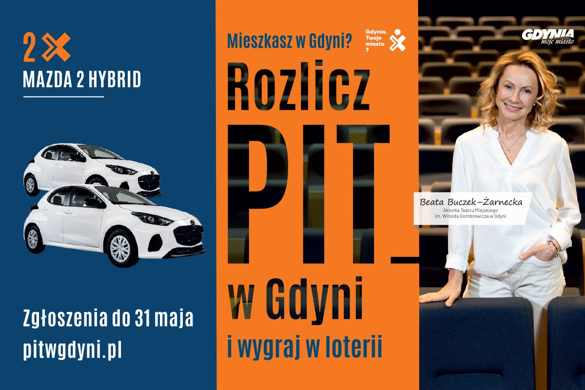 Wystartowała rejestracja uczestników loterii na stronie internetowej www.pitwgdyni.pl. Na grafice ambasadorka tegorocznej kampanii, aktorka Beata Buczek-Żarnecka