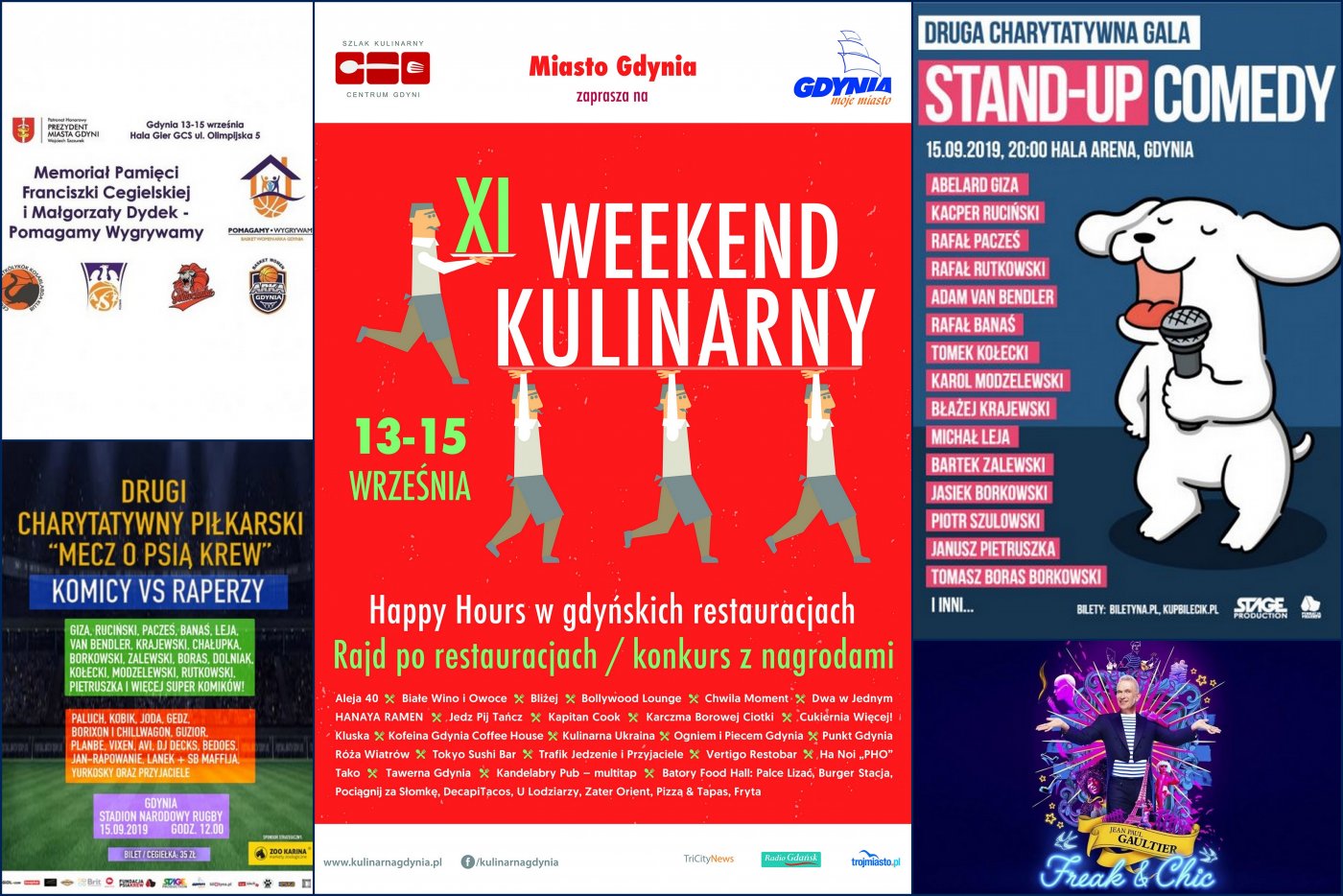 Jak spędzić weekend #wGdyni? - kolaż z plakatów weekendowych wydarzeń