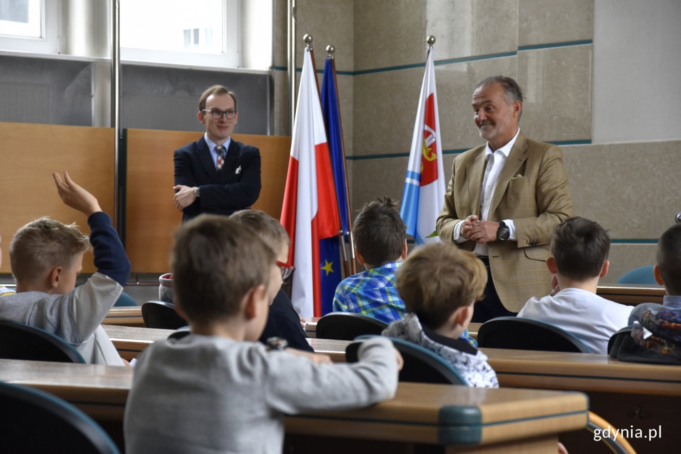 Prezydent Gdyni Wojciech Szczurek spotkał się z uczniami ze Szkoły Podstawowej nr 37 z Wiczlina /fot. Paweł Kukla 