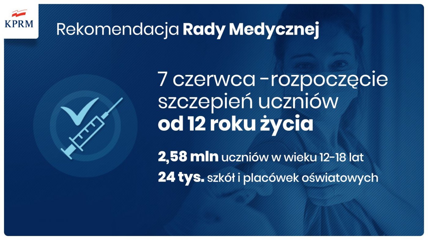 Pierwsze szczepienia młodzieży od 12. roku życia rozpoczną się 7 czerwca. // mat. prasowe