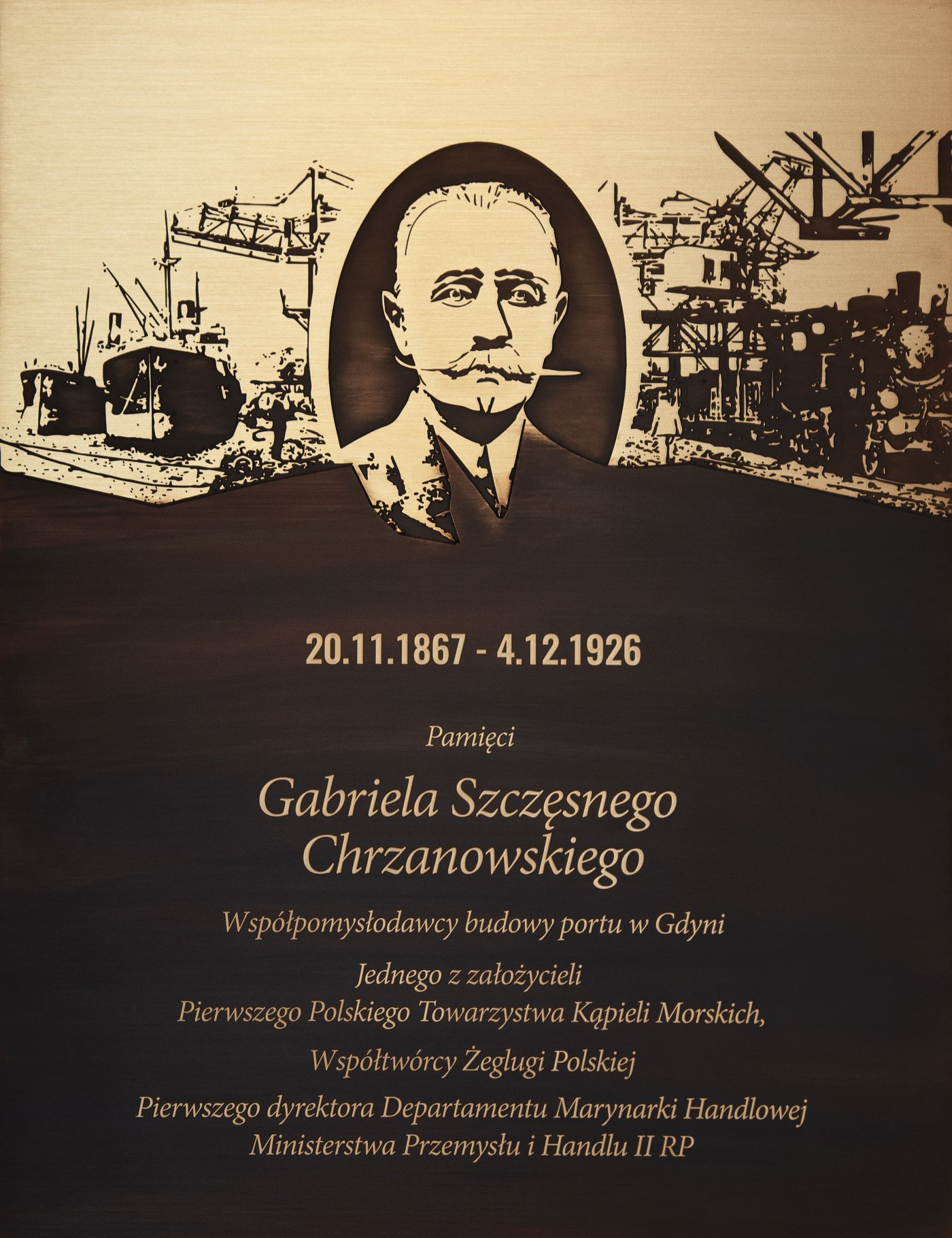 Tablica pamiątkowa ku czci Gabriela Szczęsnego Chrzanowskiego, umieszczona w kościele NSPJ w Gdyni, fot. mat. rodziny Chrzanowskich