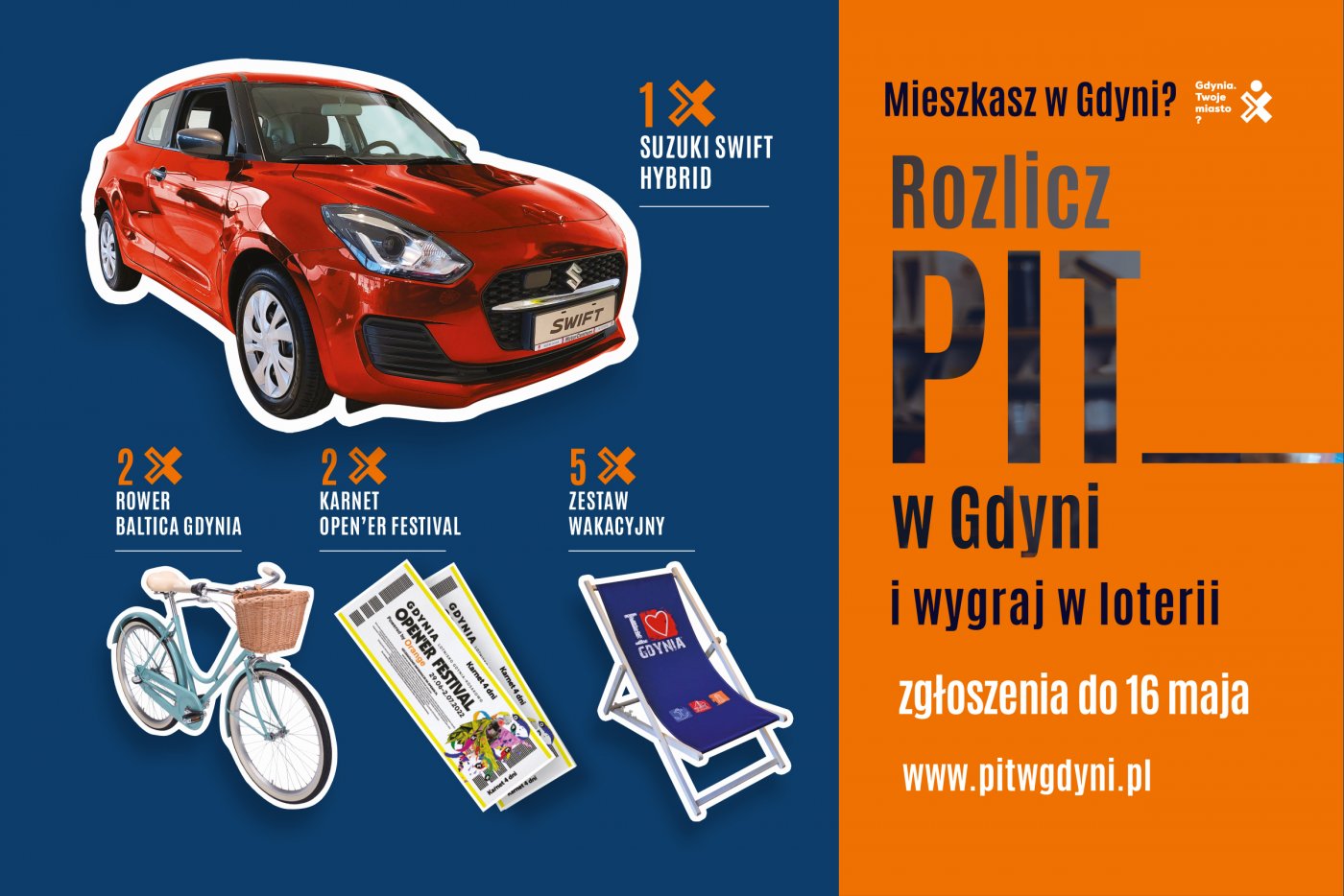 Grafika promująca loterię „Rozlicz PIT w Gdyni” // materiały prasowe