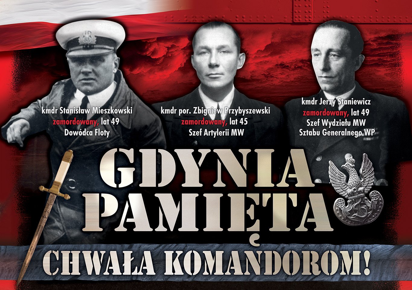 Plakat upamiętniający zamordowanych oficerów.