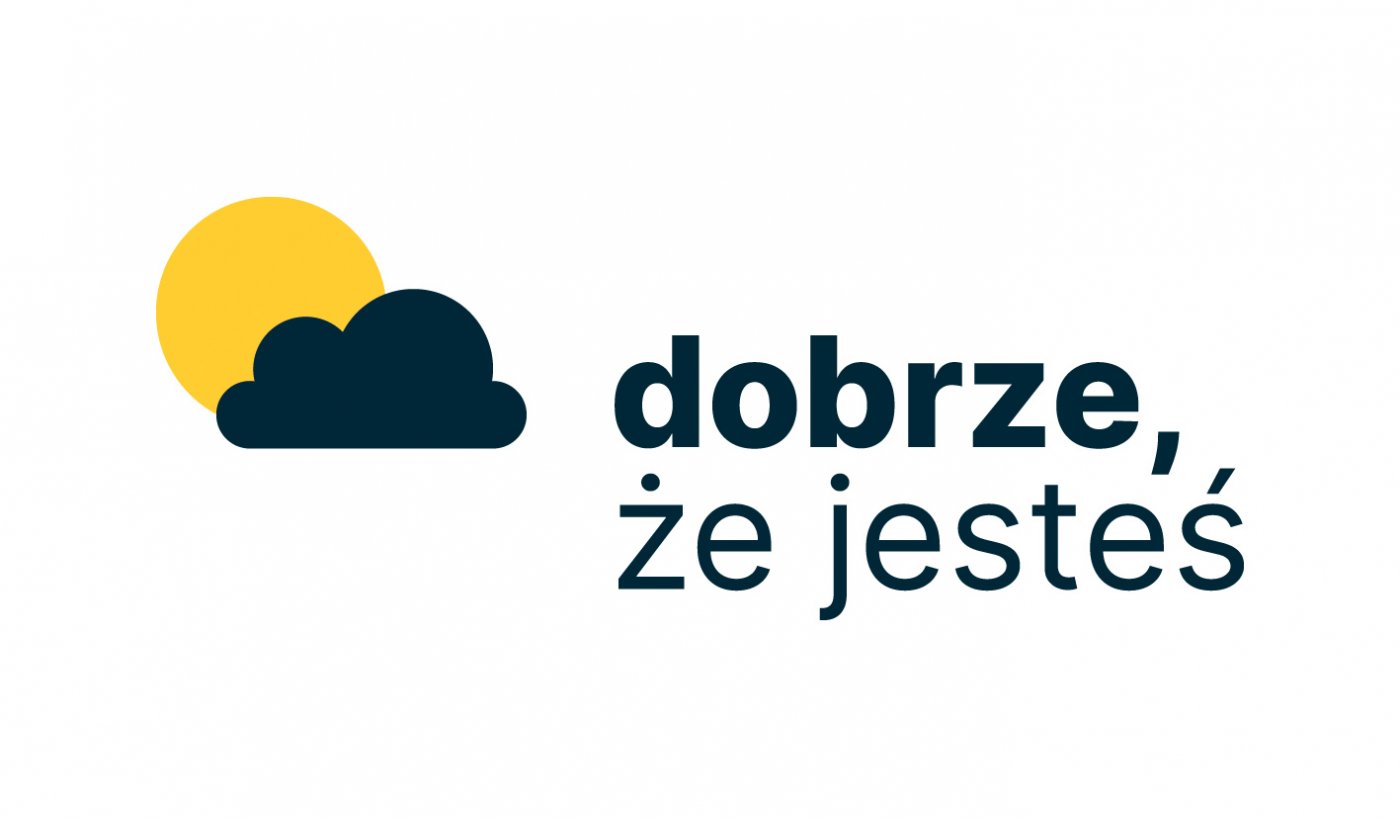 Na zdjęciu znajduje się logo kampanii przeciwko depresji wśród  gdyńskiej młodzieży. Na zdjęciu jest czarna chmura, zza której wychodzi żółte słońce. Całość wieńczy czarny napis 