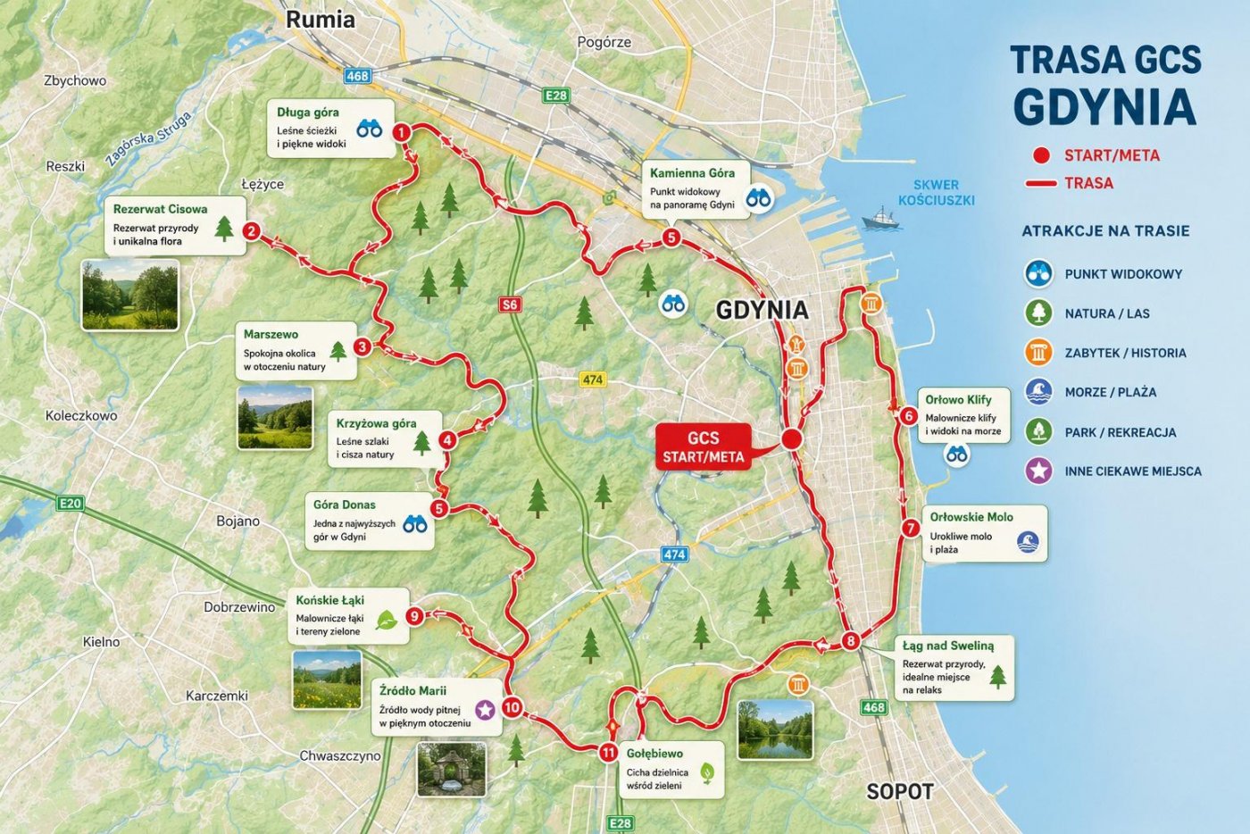 Mapa Marszu 100-lecia Gdyni (fot. materiały organizatora)