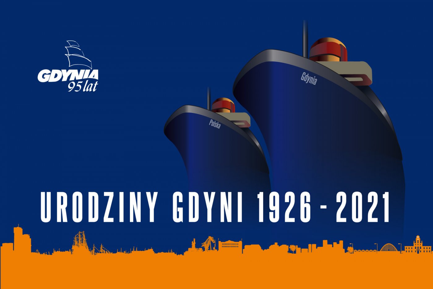 Na zdjęciu grafika urodzinowa z dwoma transatlantykami