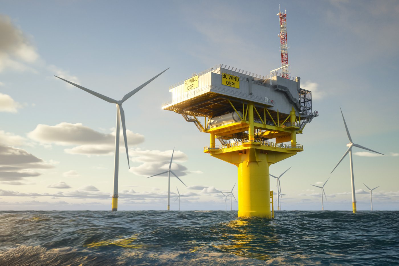Tak ma wyglądać morska stacja transformatorowa, którą wybuduje spółka Crist Offshore z Gdyni – obiekt będzie obsługiwał elektrownie wiatrowe BC-Wind (źródło: mat. prasowe Crist Offshore)