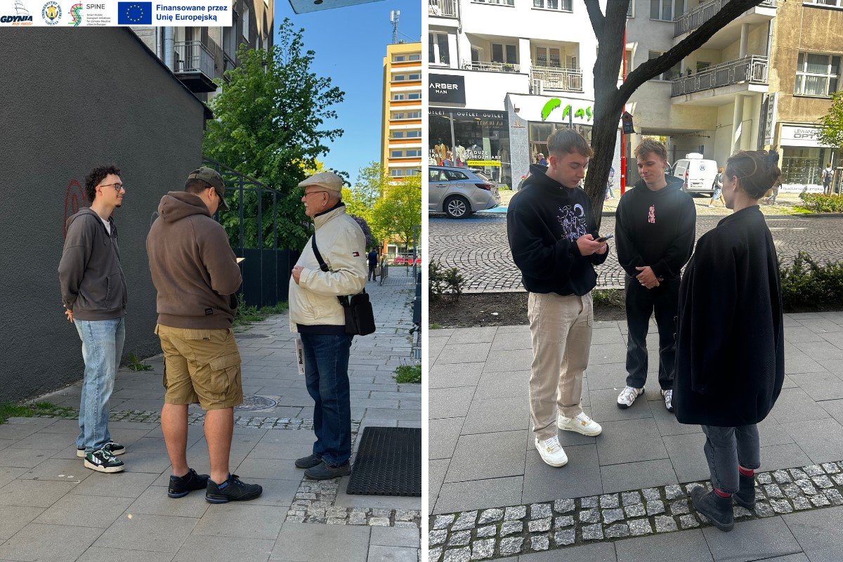 W zbieraniu danych za pośrednictwem ankiet pomogli na Starowiejskiej m.in. studenci Uniwersytetu Morskiego i Politechniki Gdańskiej (fot. mat. Referatu Zrównoważonej Mobilności UM)