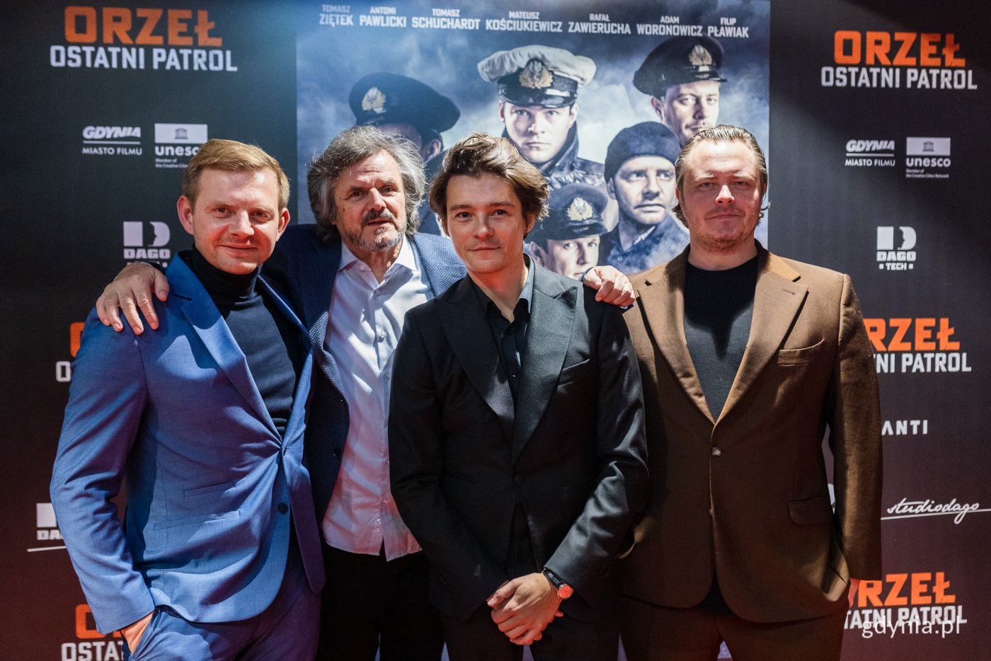 Gdyńska premiera filmu „Orzeł. Ostatni patrol”. Na zdj. (od lewej): Rafał Zawierucha, Jacek Bławut, Tomasz Ziętek i Tomasz Schuchard // fot. Karol Stańczak