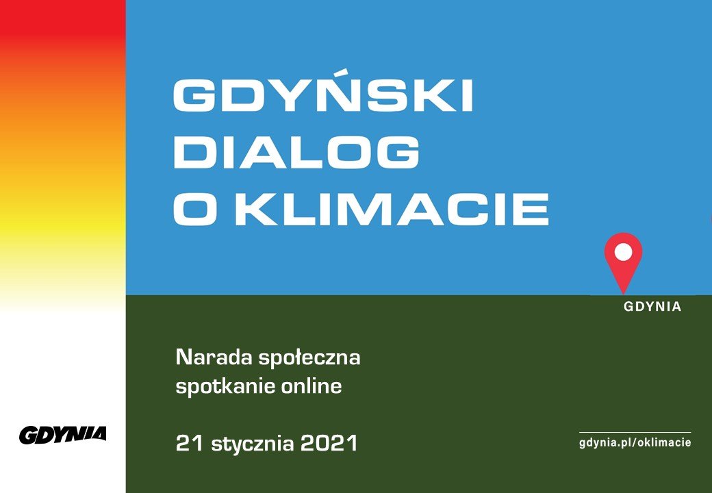 Grafika prezentująca datę spotkania w ramach narady społecznej Gdyńskiego Dialogu o Klimacie, 21.01.2021 // materiały Laboratorium Innowacji Społecznych