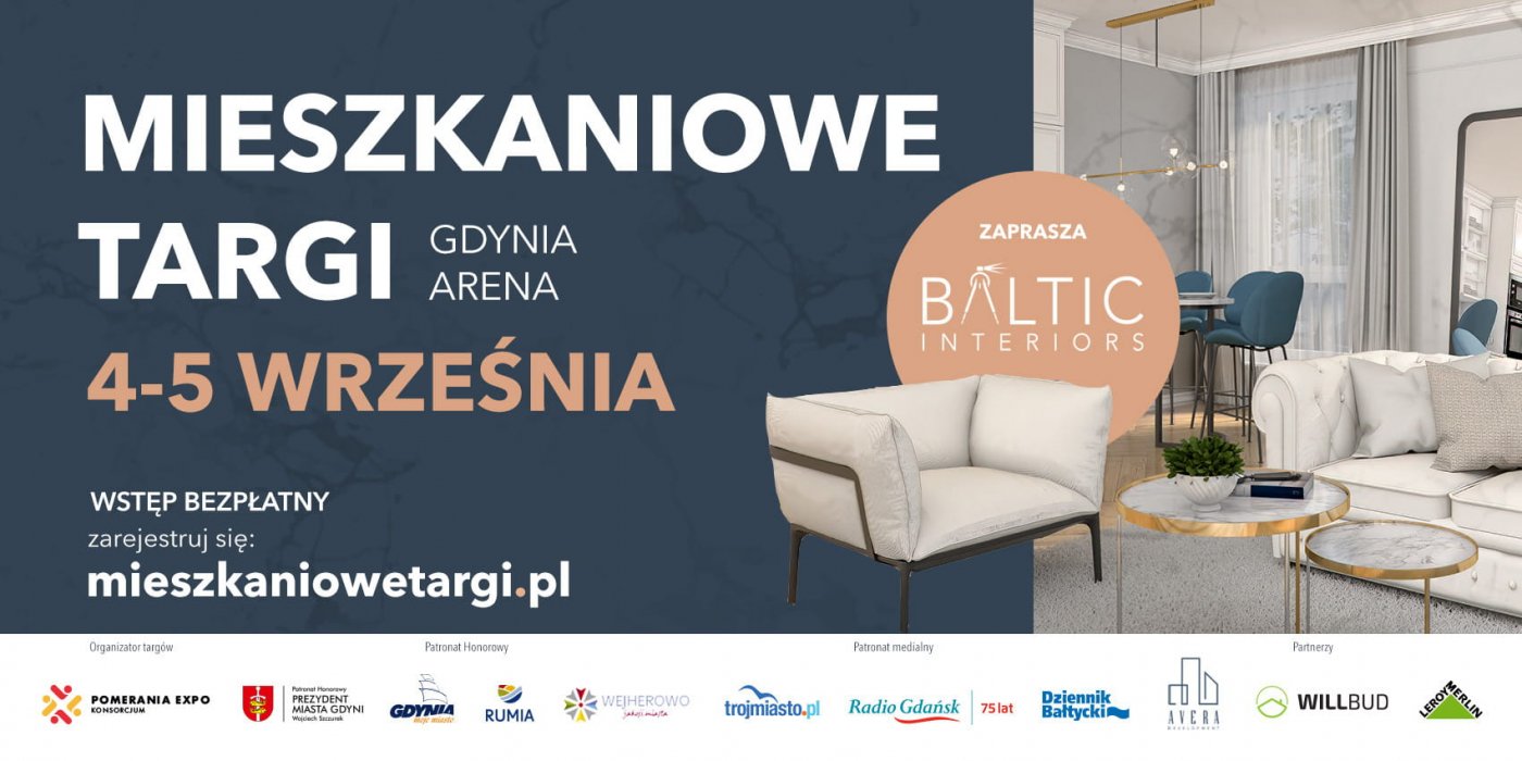 Grafika promująca targi mieszkaniowe, które odbędą się 4 i 5 września w Gdynia Arenie // materiały prasowe