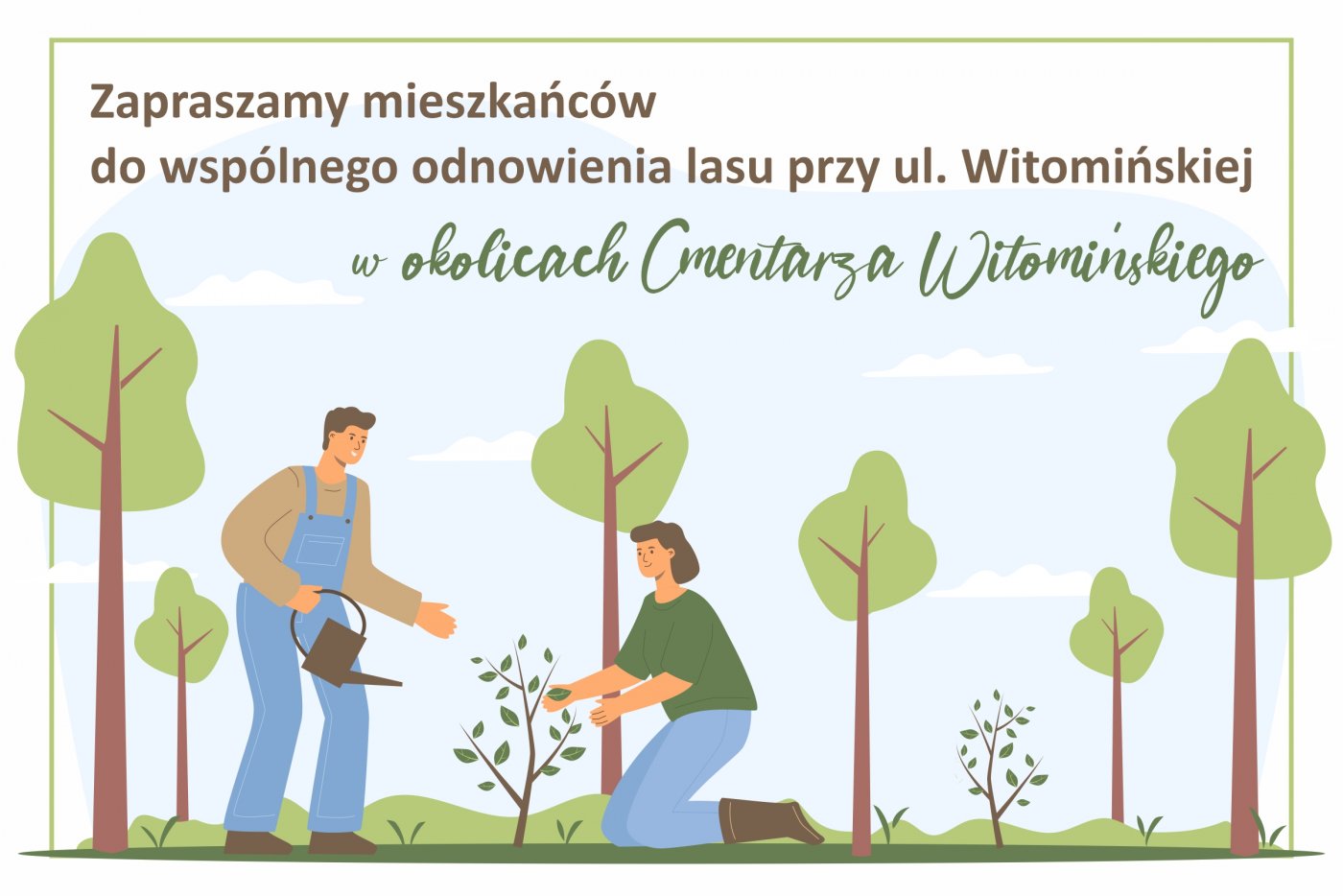 Grafika przedstawiająca sadzenie drzew // mat. prasowe UM