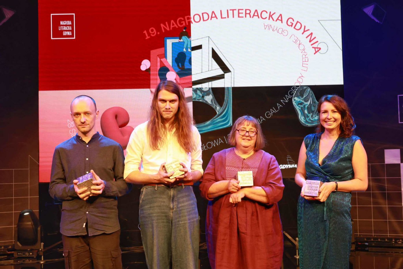 Laureaci Nagrody Literackiej Gdynia, od lewej Grzegorz Bogdał, Wojciech Kopeć, Iwona Zimnicka i Marta Baron-Milian (fot. Anna Rezulak)