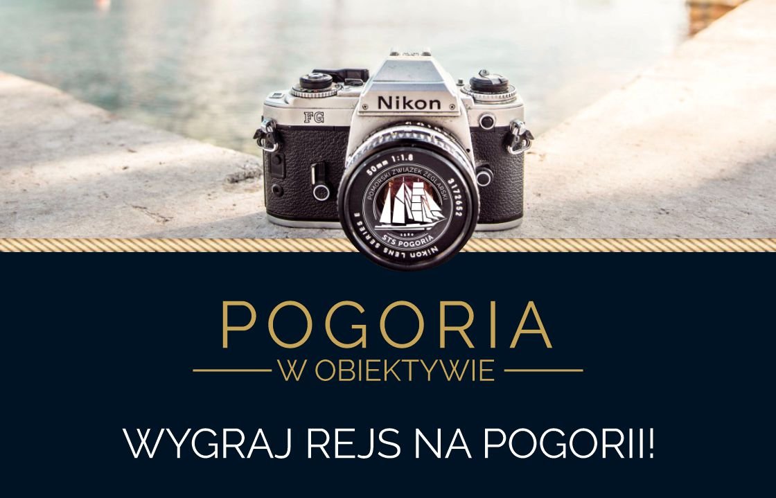 Grafika promująca konkurs fotograficzny „«Pogoria» w obiektywie” // fot. materiały stspogoria.pl
