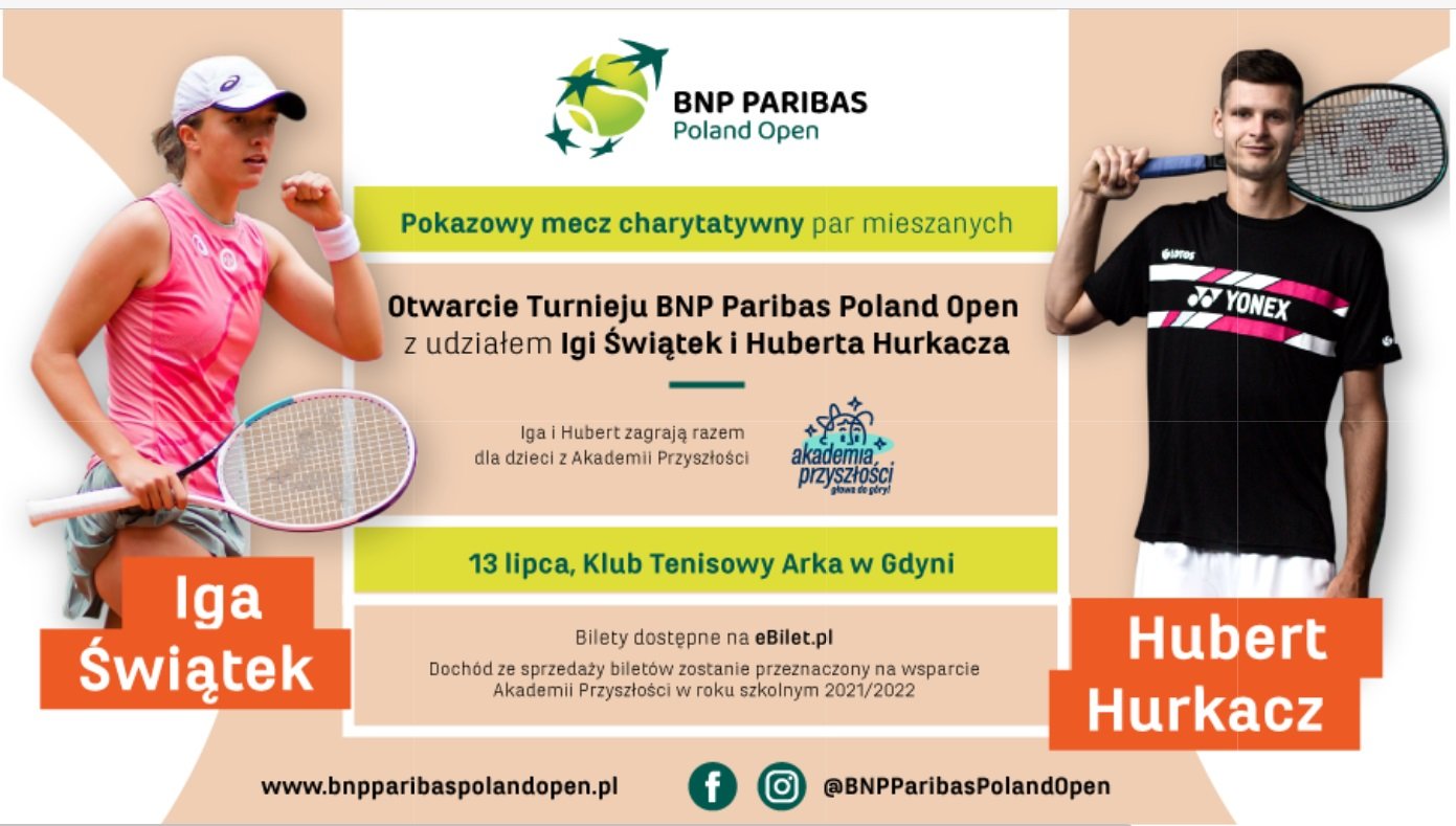 Najlepsi polscy tenisiści - Iga Świątek i Hubert Hurkacz - pojawią się w Gdyni przy okazji turnieju rangi WTA 250