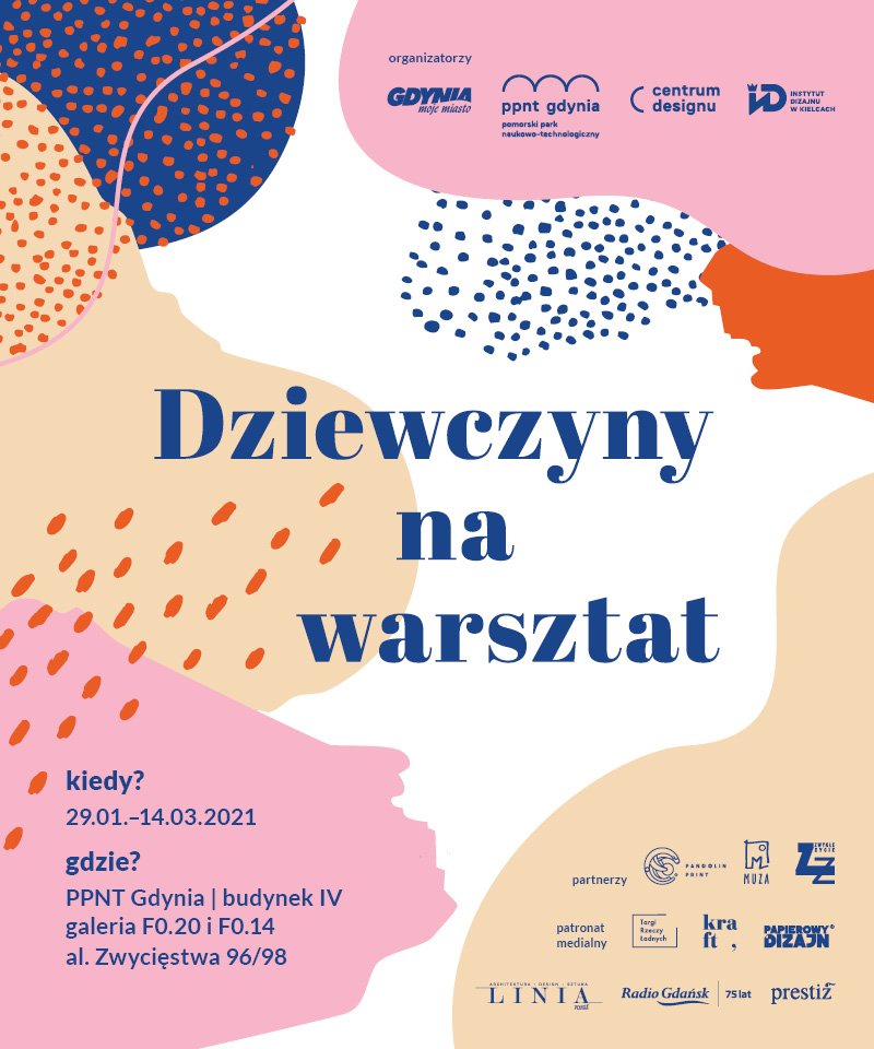 grafika cyklu Dziewczyny na warsztat w różowe i pastelowe plamy