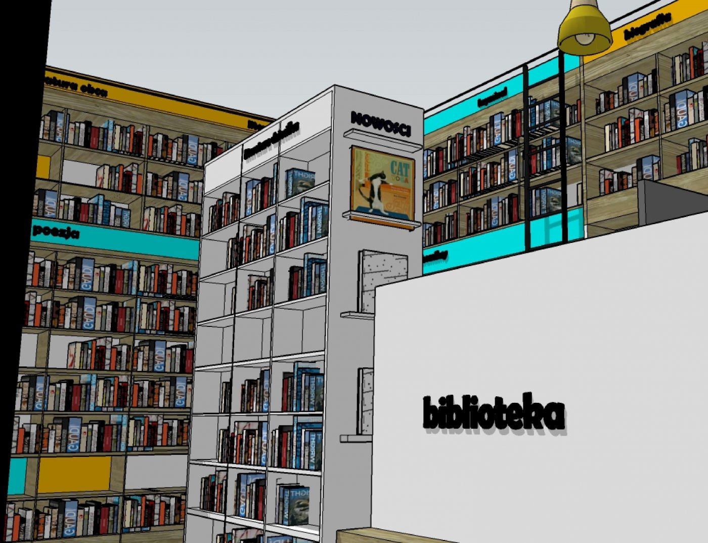 Biblioteka Wiczlino, wizualizacja//proj. Paulina Giemza