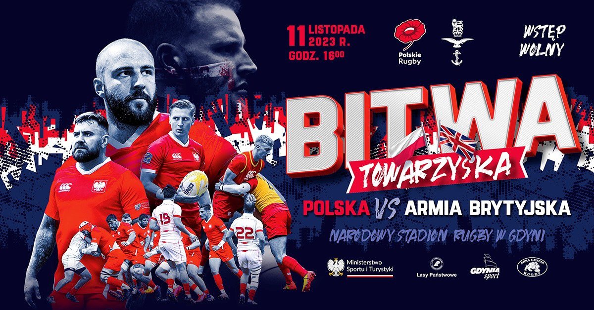 grafika zapraszająca na mecz rugby