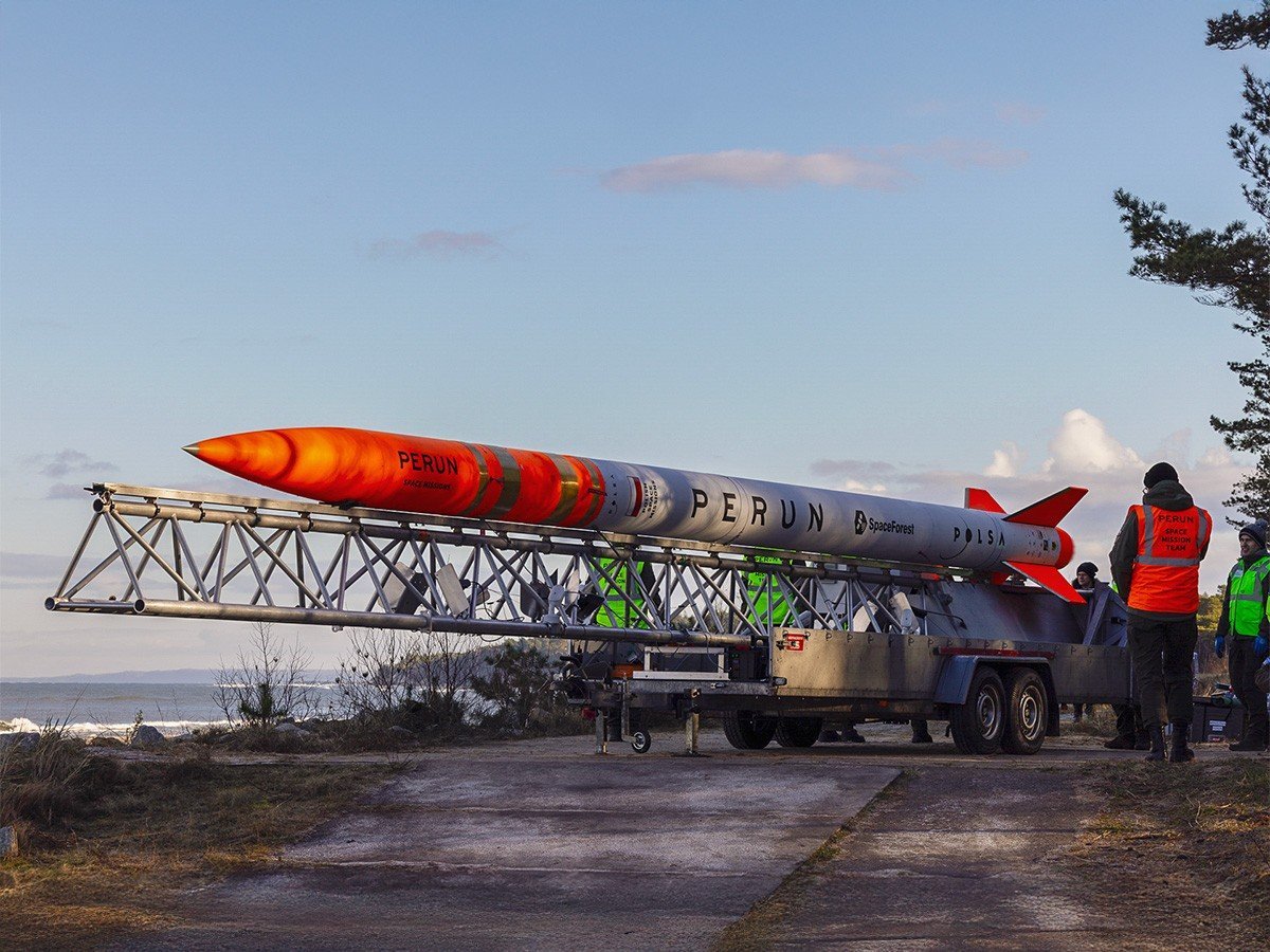 Rakieta PERUN (widoczna na zdjęciu) w listopadzie ubiegłego roku wystartowała z terytorium poligonu w Ustce (fot. mat. prasowe SpaceForest)