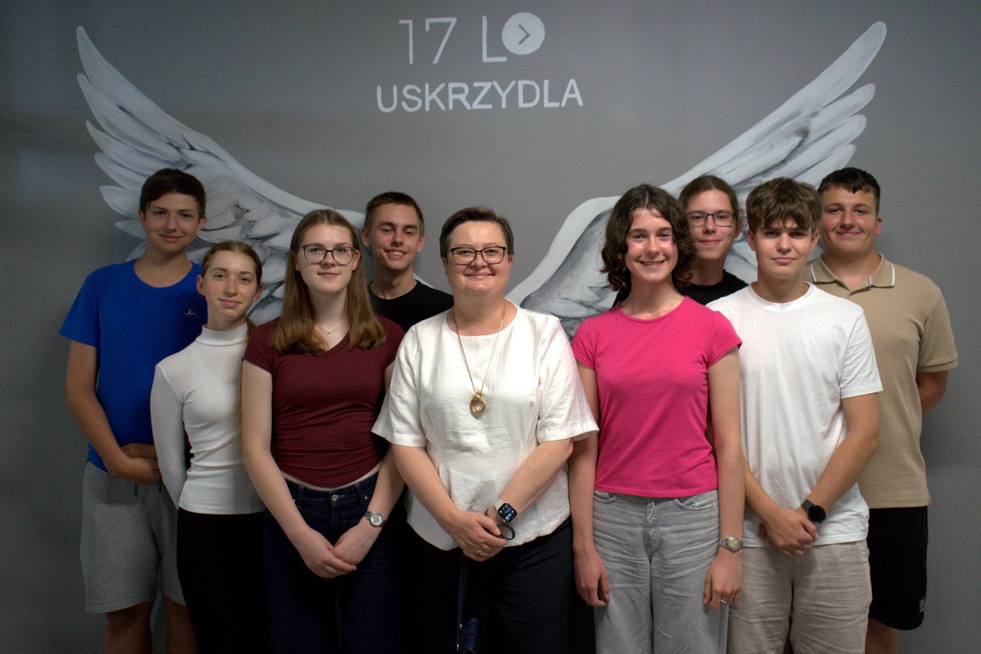 Wizyta Katarzyny Lubnauer w ZSO nr 8 w Gdyni: na zdjęciu Katarzyna Lubnauer – wiceminister edukacji, klasa 3b LO (fot. Igor Hesse-Loyen z ZSO nr 8)